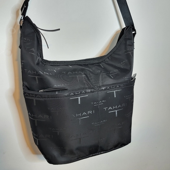Tahari Shoulder Large Black Monochrome Bag - Picture 3 of 11